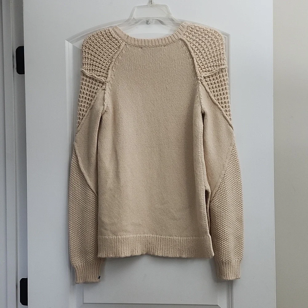Sam Edelman Womens Sweater Long Sleeve Cream Wool Blend Side Slits. SZ Medium - Picture 11 of 13
